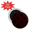Polka Dots - Black on Dark Sienna Brown 1.75  Magnet (100 pack)