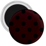 Polka Dots - Black on Dark Sienna Brown 3  Magnet