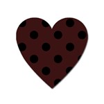 Polka Dots - Black on Dark Sienna Brown Magnet (Heart)
