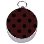 Polka Dots - Black on Dark Sienna Brown Silver Compass