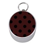 Polka Dots - Black on Dark Sienna Brown Silver Compass (Mini)