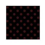 Polka Dots - Dark Sienna Brown on Black Small Satin Scarf  (Square)