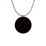 Polka Dots - Dark Sienna Brown on Black 1  Button Necklace