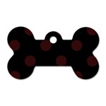Polka Dots - Dark Sienna Brown on Black Dog Tag Bone (Two Sides)