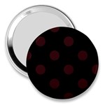Polka Dots - Dark Sienna Brown on Black 3  Handbag Mirror