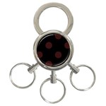 Polka Dots - Dark Sienna Brown on Black 3-Ring Key Chain