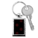 Polka Dots - Dark Sienna Brown on Black Key Chain (Rectangle)