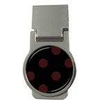 Polka Dots - Dark Sienna Brown on Black Money Clip (Round)