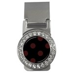 Polka Dots - Dark Sienna Brown on Black Money Clip (CZ)