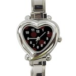 Polka Dots - Dark Sienna Brown on Black Heart Italian Charm Watch