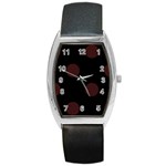 Polka Dots - Dark Sienna Brown on Black Barrel Style Metal Watch