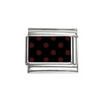 Polka Dots - Dark Sienna Brown on Black Italian Charm (9mm)