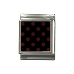 Polka Dots - Dark Sienna Brown on Black Italian Charm (13mm)