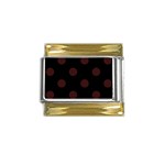 Polka Dots - Dark Sienna Brown on Black Gold Trim Italian Charm (9mm)