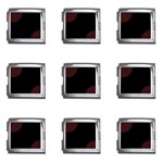 Polka Dots - Dark Sienna Brown on Black Mega Link Italian Charm (9 pack)
