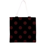 Polka Dots - Dark Sienna Brown on Black Grocery Light Tote Bag