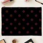 Polka Dots - Dark Sienna Brown on Black Cosmetic Bag (XXXL)