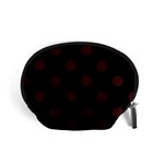 Polka Dots - Dark Sienna Brown on Black Accessory Pouch (Small)