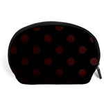 Polka Dots - Dark Sienna Brown on Black Accessory Pouch (Large)