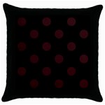 Polka Dots - Dark Sienna Brown on Black Throw Pillow Case (Black)