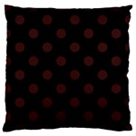 Polka Dots - Dark Sienna Brown on Black Large Cushion Case (One Side)