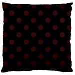 Polka Dots - Dark Sienna Brown on Black Large Flano Cushion Case (Two Sides)