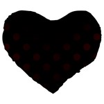 Polka Dots - Dark Sienna Brown on Black Large 19  Premium Flano Heart Shape Cushion