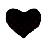 Polka Dots - Dark Sienna Brown on Black Standard 16  Premium Flano Heart Shape Cushion