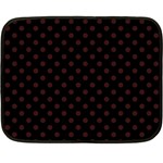 Polka Dots - Dark Sienna Brown on Black Double Sided Fleece Blanket (Mini)