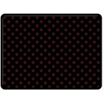 Polka Dots - Dark Sienna Brown on Black Fleece Blanket (Large) (One Side)