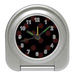 Polka Dots - Dark Sienna Brown on Black Desk Alarm Clock