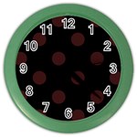 Polka Dots - Dark Sienna Brown on Black Color Wall Clock