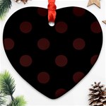 Polka Dots - Dark Sienna Brown on Black Ornament (Heart)