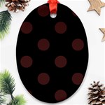Polka Dots - Dark Sienna Brown on Black Ornament (Oval)