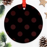 Polka Dots - Dark Sienna Brown on Black Round Ornament (Two Sides)