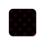 Polka Dots - Dark Sienna Brown on Black Rubber Coaster (Square)