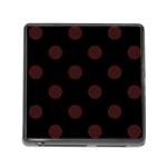 Polka Dots - Dark Sienna Brown on Black Memory Card Reader (Square)