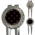 Polka Dots - Dark Sienna Brown on Black 3-in-1 Golf Divot