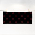 Polka Dots - Dark Sienna Brown on Black Hand Towel