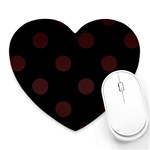 Polka Dots - Dark Sienna Brown on Black Heart Mousepad
