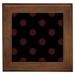 Polka Dots - Dark Sienna Brown on Black Framed Tile