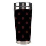 Polka Dots - Dark Sienna Brown on Black Stainless Steel Travel Tumbler