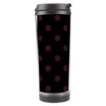 Polka Dots - Dark Sienna Brown on Black Travel Tumbler