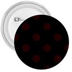 Polka Dots - Dark Sienna Brown on Black 3  Button