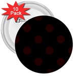 Polka Dots - Dark Sienna Brown on Black 3  Button (10 pack)