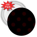 Polka Dots - Dark Sienna Brown on Black 3  Button (100 pack)