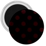 Polka Dots - Dark Sienna Brown on Black 3  Magnet