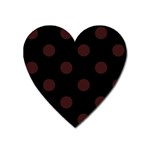 Polka Dots - Dark Sienna Brown on Black Magnet (Heart)