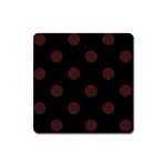 Polka Dots - Dark Sienna Brown on Black Magnet (Square)