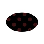 Polka Dots - Dark Sienna Brown on Black Sticker (Oval)